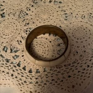 Chunky Vintage 1960s Brass Inlay Bangle Hippie Bracelet